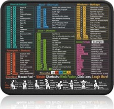 Excel Shortcut Mouse Pad 11.8x9.8 Office Cheat Sheet Desk Mat Non-Slip Portable