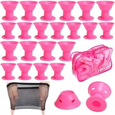 JANYUN 40 Pcs Pink Magic Hair Rollers Include 20pcs Large 40-pink, Dark