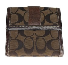 Vintage COACH Signature Bifold Brown Canvas Snap Wallet Coin Pouch