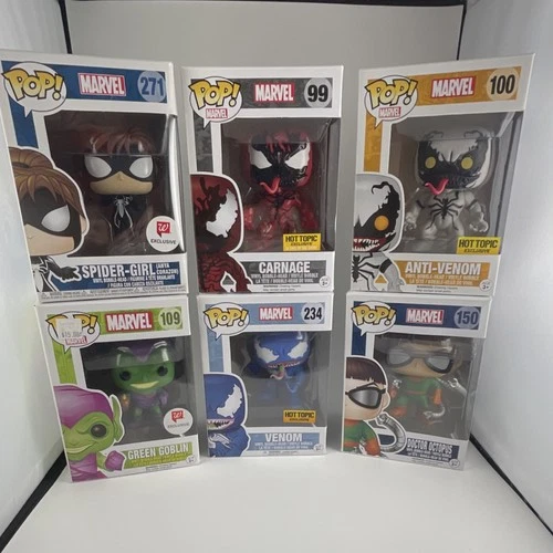 Funko Pop! Vinyl Marvel Exclusive Lot - Venom, Carnage, Anti-Venom, Spider-Girl