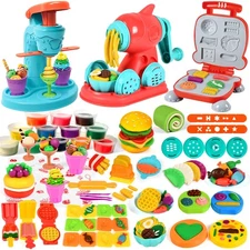 3-in-1 Color Dough Set for Kids Ice Cream, Noodle, Hamburger Play Kit