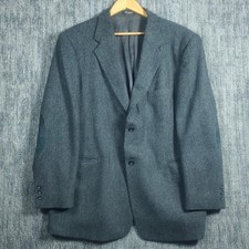 Stafford Mens 46R Grey Tweed Elbow Patch Lambs Wool 2 Button Blazer