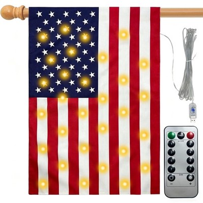 28 x 40 Inch Large Size American Flag Lights,USB Powered Light Up American Ga...