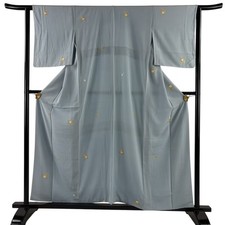 JAPANESE KIMONO FINE PATTERN LIGHT BLUE 157.5cm 5 ft 2 in PURE SILK B1761