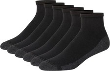 Hanes Men's Max Cushioned Ankle Socks, Multipacks 6-12, Black/Grey - 6 Pack