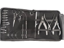 NEW-Professional Hair Extension Premium Kit-Pliers,Needle,Clips,Scissors, W/Case