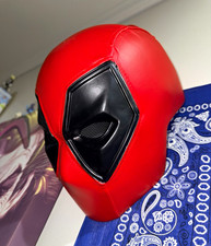 Deadpool Full Face Mask Red/Black Plastic Mesh Eyes Adult Unisex One Size