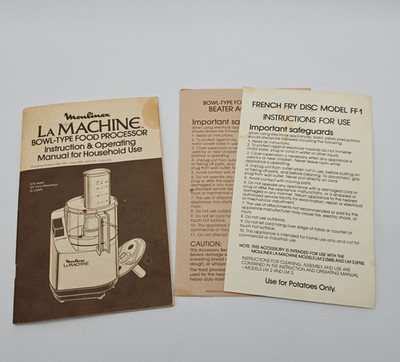 Moulinex La Machine LM2 LM3 Food Processor Instructions & Recipe Manual 1980 VTG