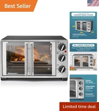 Double French Door Countertop Toaster Oven, Bake, Broil, Toast, Keep Warm, Fi...