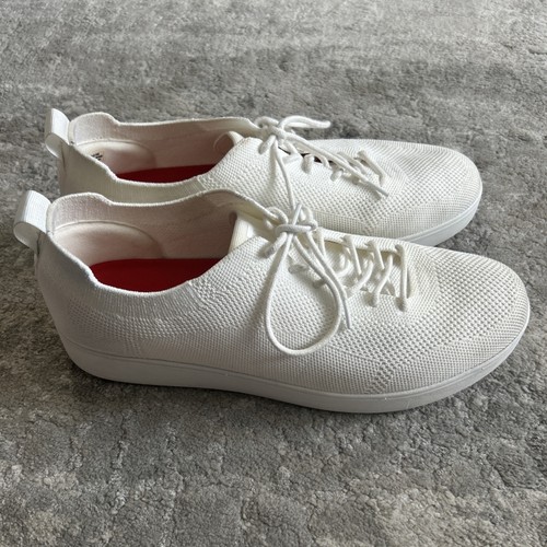 Fitflop Shoes Rally Womens 11 White Tonal Knit Lace Up Athletic Walking Sneakers - Picture 9 of 11
