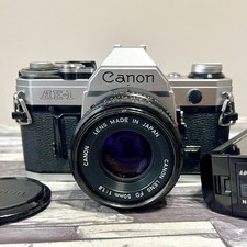 Canon AE-1 SLR 35mm Film Camera w/ Canon Lens FD 50mm F1.8 Power Winder A