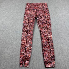 Lululemon Leggings Women 4 Orange Flash Pleat Fast Free Tight 25" Yoga Gym