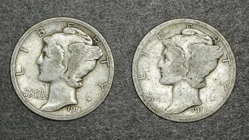 1917-S 10C Mercury Dime GOOD ... LOT OF 2