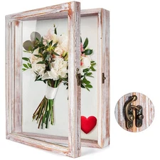 TJ.MOREE Flowers Shadow Box Display Case 11 x 14  Shadow Box Frame -  White Pink