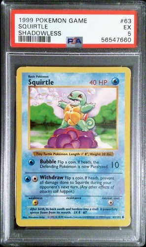 Squirtle (Shadowless) graded PSA 5 for sale on eBay