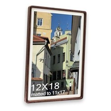 Frame, Solid Walnut Wood Poster Frame with Mat for 12x18 Natural Walnut Wood
