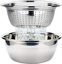 Küchensieb Salatschüssel Edelstahl Nudelsieb Rührschüssel Set 26cm