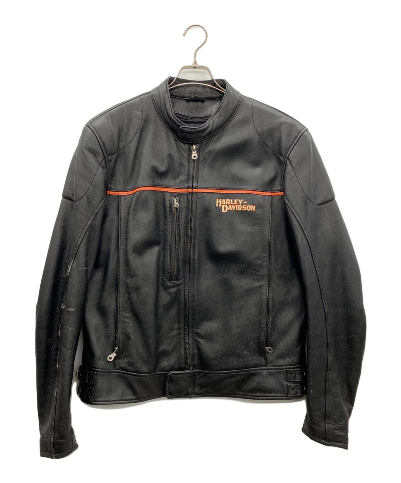 Harley-Davidson Single Riders Jacket Leather Jacket Men's Size L Black - product detail image 1