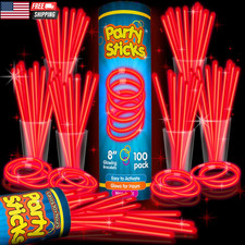 Glow Sticks Party Supplies 100Pk - 8 Inch Glow in the Dark Light up Sticks Party