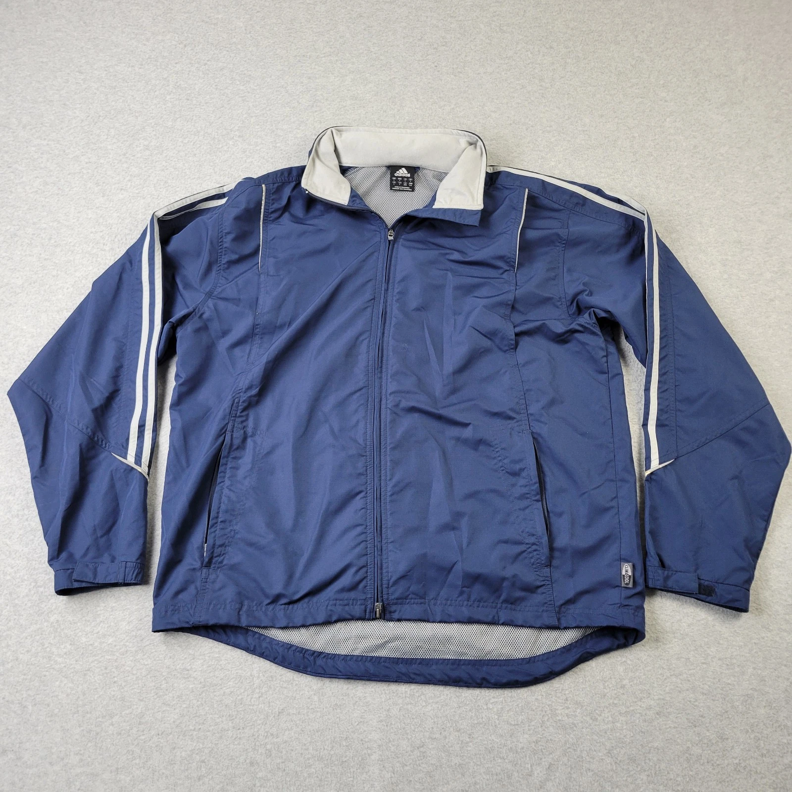 Adidas Windbreaker Jacket Mens Large Full Zip Pockets