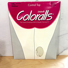 Vintage Underalls Coloralls Ivory Pantyhose Size CD Control Top Sandalfoot NOS