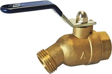 American Valve M76QT 3/4" Quarter Turn Hose Bibb FIP, 2 port, 3/4-Inch, Brass