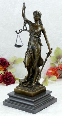 Bronzeskulptur Justitia Figur Bronze Göttin Justizia Recht Skulptur Mythologie