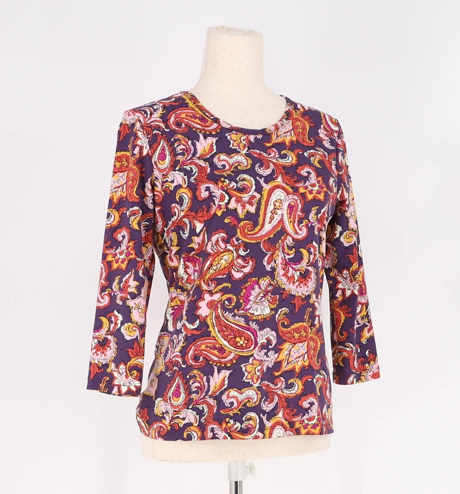 Camiseta J. MCLAUGHLIN $178 Signature Paisley Bloom Catalina Tela Cuello Redondo Talla S Foto 2 de 4