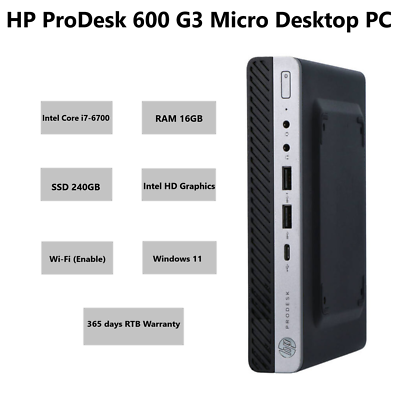 HP ProDesk 600 G3 Mini PC i7-6700 @2.70GHz 16GB RAM 240GB SSD