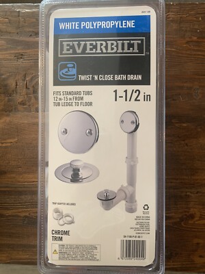 EVERBILT 224139 WHITE POLYPROPYLENE-TWIST 'N CLOSE BATH DRAIN 1-1/2'' 