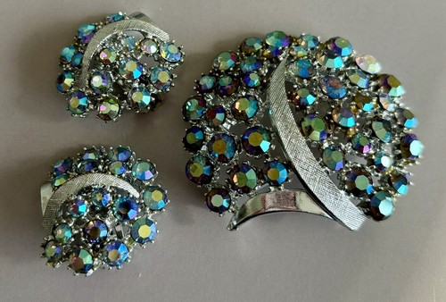 Signed Art for Arthur Pepper Aurora Borealis Brooch & Ear Clips Set - Picture 3 of 10