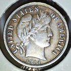 Lot of 3 Barber Dimes - 1914 (EF), 1914d (VF), 1916 (VF)