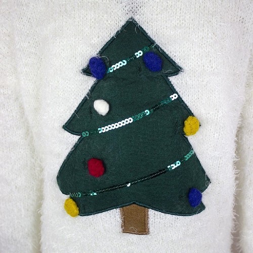 Niños Niñas Unisex Hágalo usted mismo Blanco Navidad Suave Fluo Jumper Navidad Suéter 9-10 años - Imagen 2 de 2