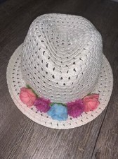 Claire s little girls White Pink Purple Blue floral Straw easter hat nwt