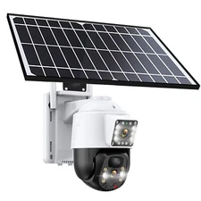 4MP WIFI Solar Camera Dual Lens Wireless PTZ 2-Way Audio Color Night Vision