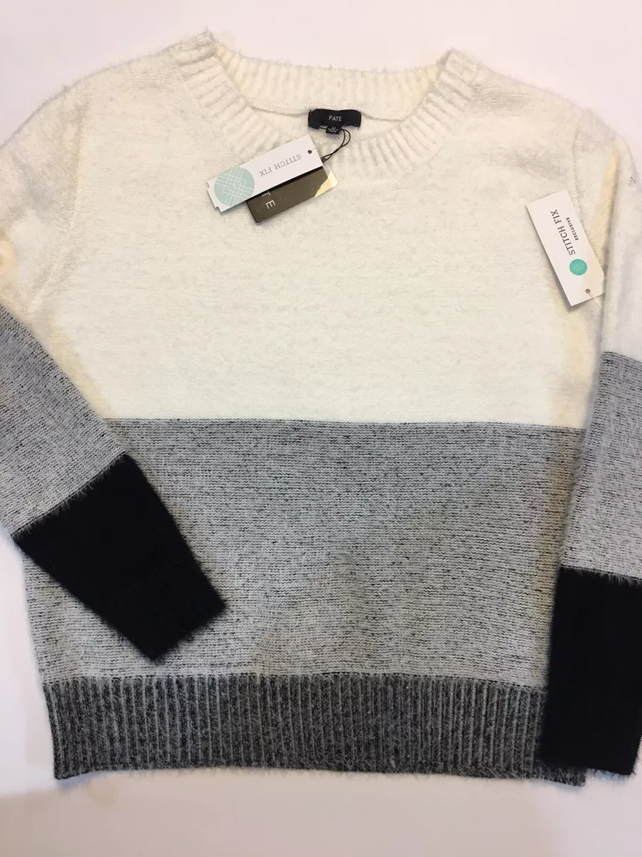 Fate womens formosa color block fuzzy pullover size M eBay