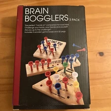 Wood Brain Bogglers 3 pack Gift Road Trips Family Challenge Insanity Mind Magic