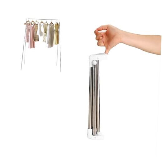 Foldable Matte White Portable Travel Garment Clothes Rack
