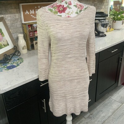 White House Black Market Womens Sz Small Sweater Dress Tan Gold Metallic Thread | eBay White House Black Market Womens Sz Small Sweater Dress Tan Gold Metallic Thread | eBay