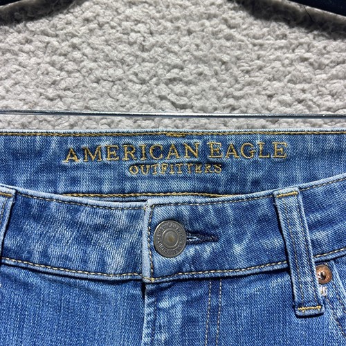American Eagle Slim Straight Jeans 34x29 Mid Rise Distressed Blue Denim - Picture 4 of 10