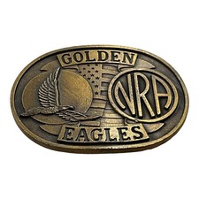 NRA Golden Eagles Oval Belt Buckle Flag Flying Eagle Moon