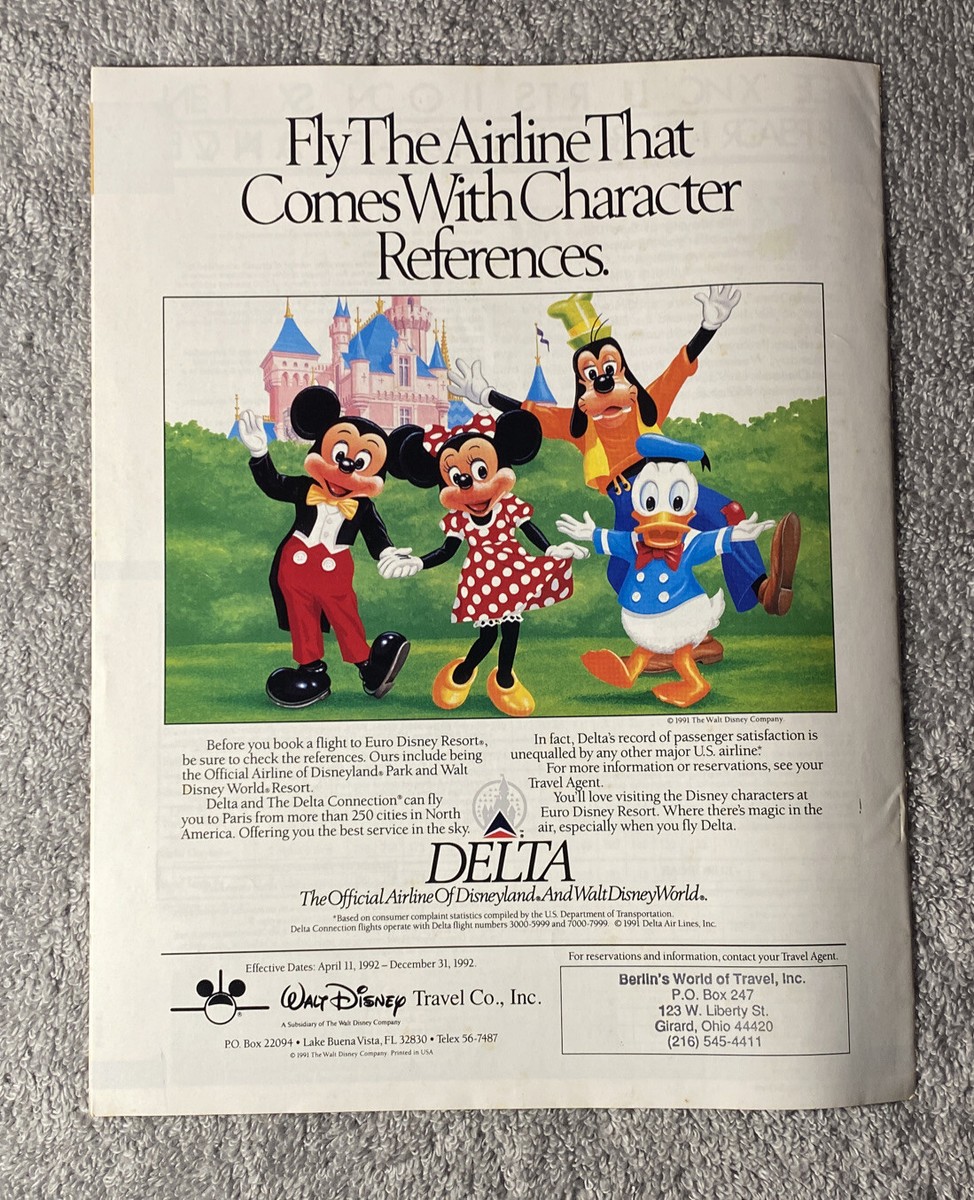 Euro Disney Disneyland Paris Vacations France 1992 Walt Disney
