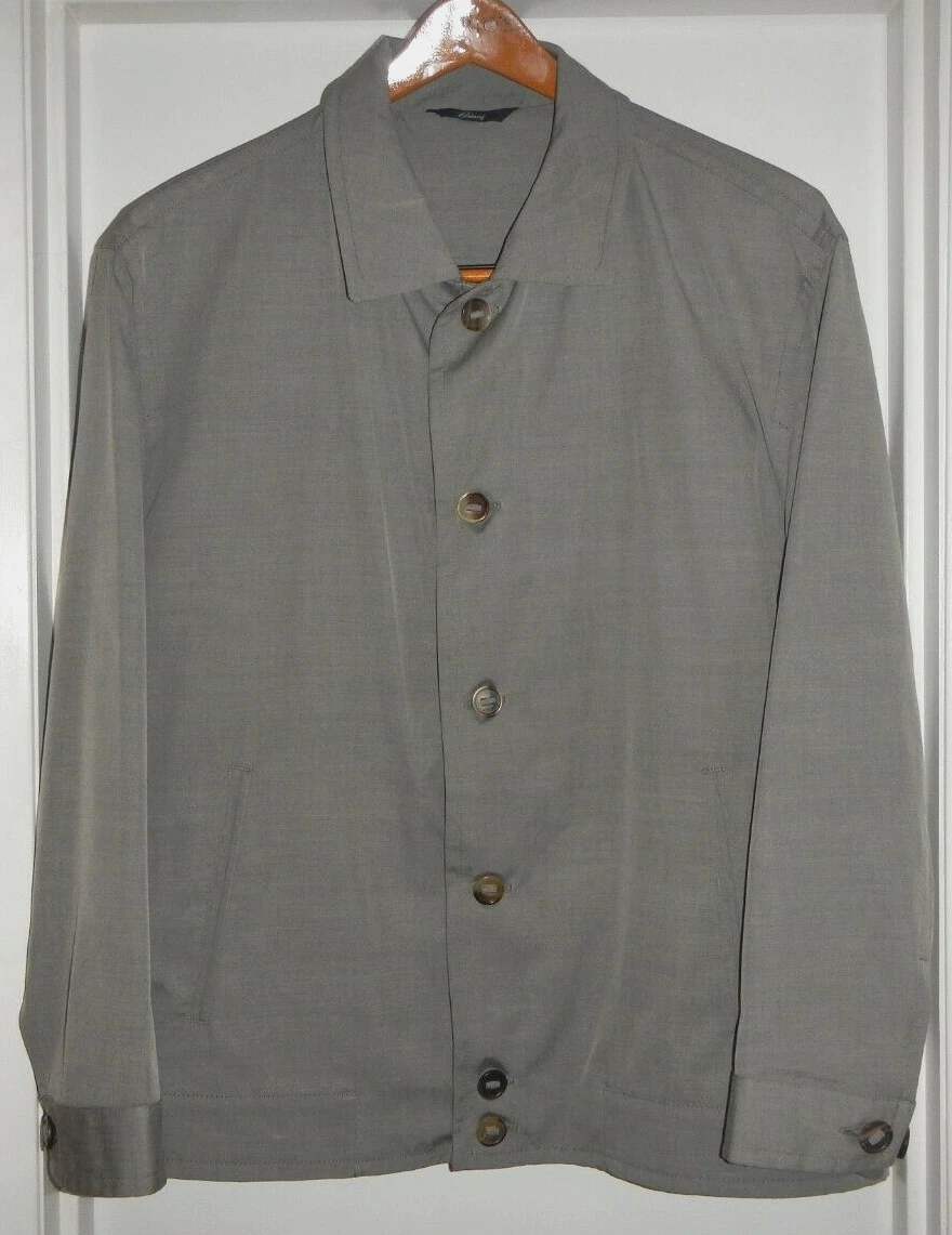 Brioni Silk & Cotton Gray Overshirt Windbreaker Jacket Men's Size XXL Italy
