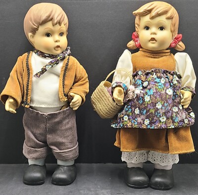 OUMLET Hummel Goebel Hansel & Gretel Bisque 10'' Porcelain String Jointed Dolls