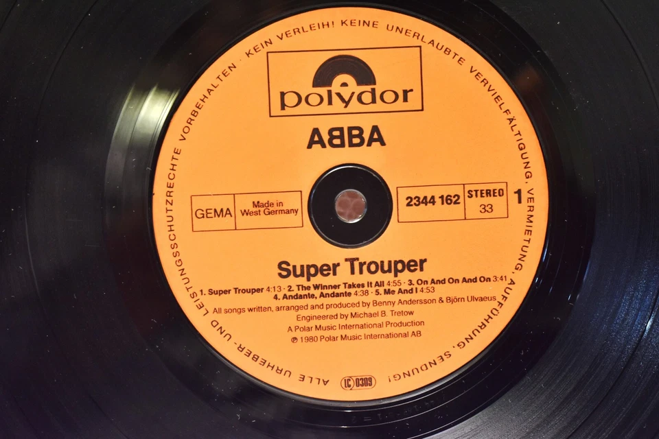 ABBA Super Trouper LP 2344 162 Polydor West Germany 1980 Vinyl Album Collectible - Image 4 of 4