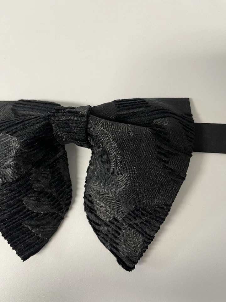 Pajarita de terciopelo a rayas negras de gran tamaño estilo vintage años 70 boda graduación ocasión Foto 3 de 3