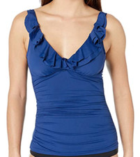 LAUREN RALPH LAUREN Blue Beach Club Ruffle Tankini Women's Size 12 L67925