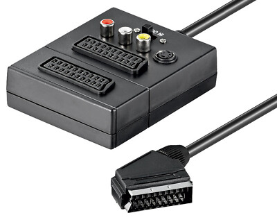 Scart-Verteiler 2-Fach Splitter 0,2m mit S-Video+Cinch A/V S-VHS In/Out Schalter