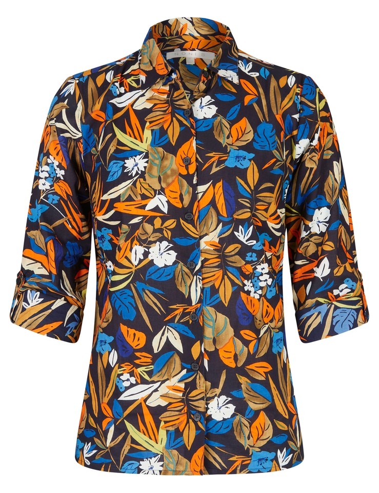 Noni B Womens Tops Summer Blouse / Shirt Black Cotton Long