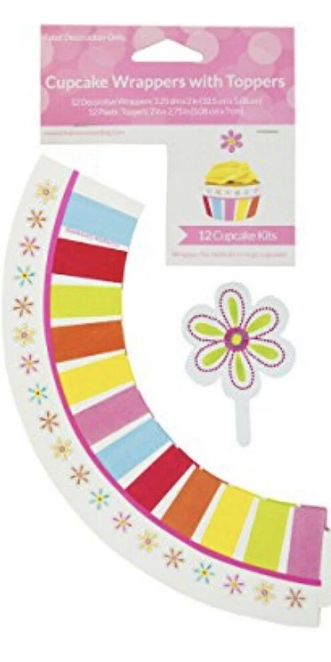 12 ct Spring flowers Decorations Party Cupcake Wrappers + picks birthday easter - Image 3 of 4